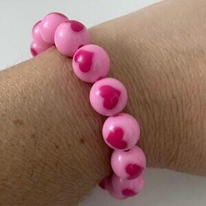 pink heart bead bracelet